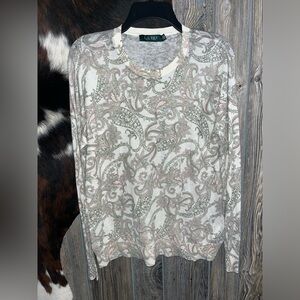 Lauren Ralph Lauren size medium paisley printed long sleeve crewneck blouse